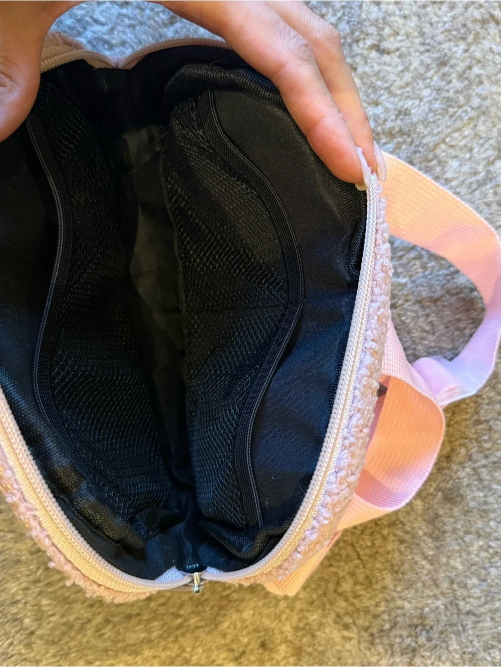 Kids Pink Sherpa Fanny Pack - Soft Crossbody Belt Bag